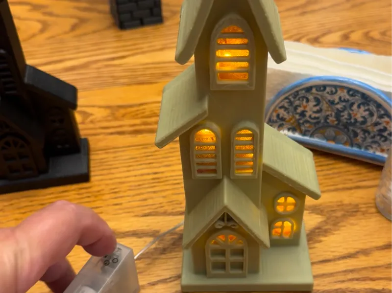 Easy print holiday light up church or house 