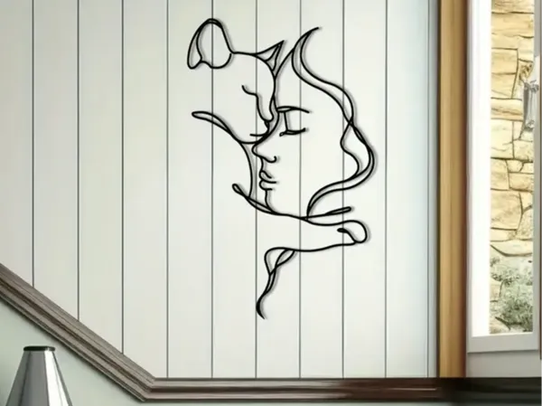 Décoration murale silhouette chat et femme