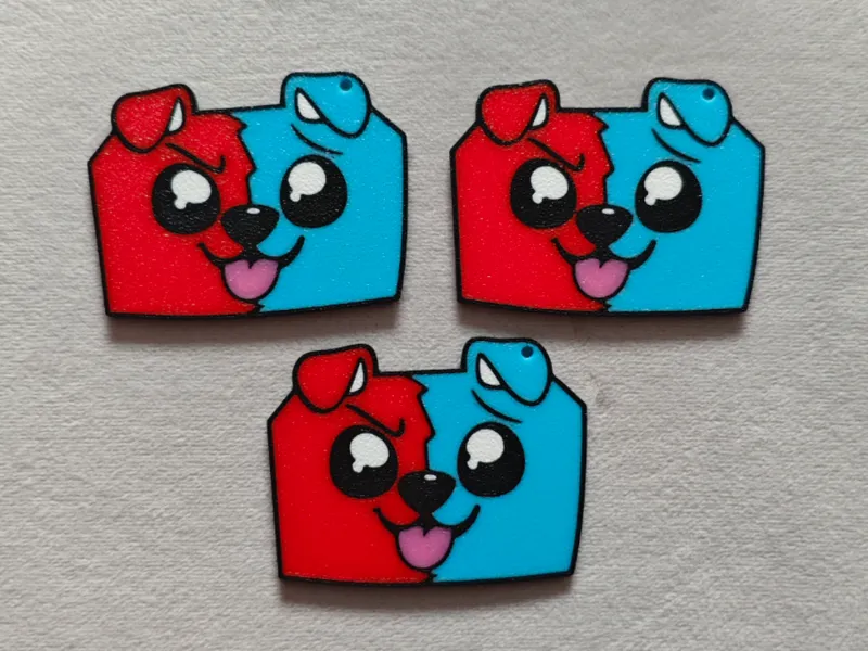 Minecraft Style Dog Keychain -Luczek & Pimpek