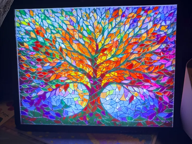 Stained Glass Tree of Life Lithophane Light Box