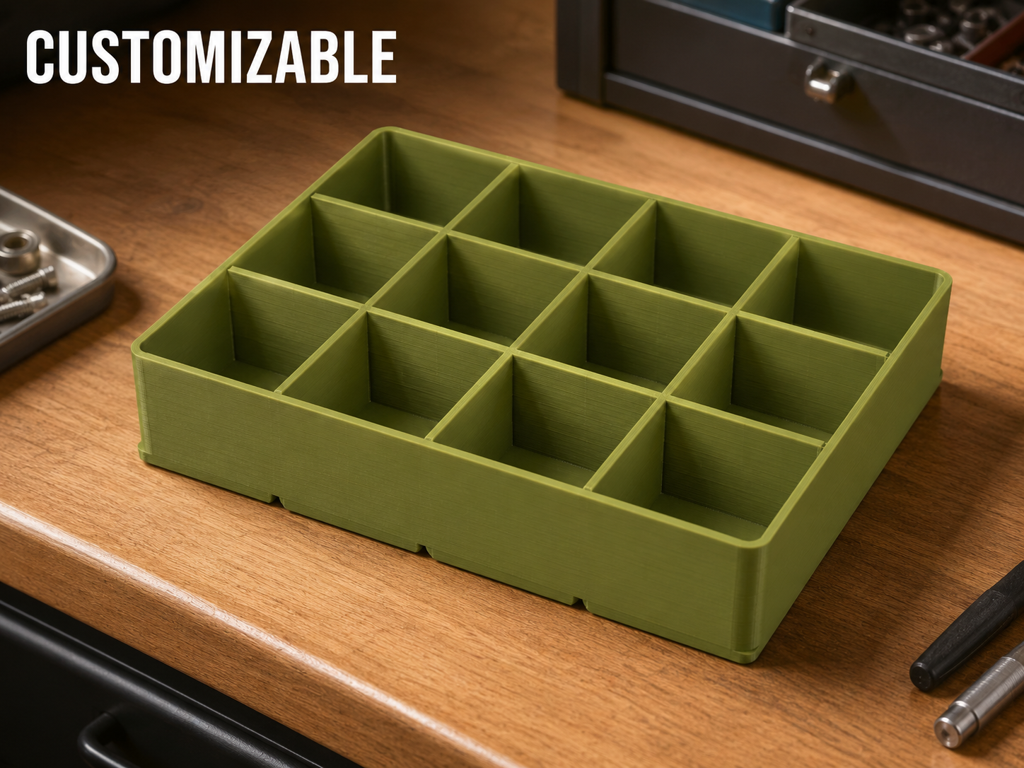 Customizable Parametric Gridfinity-Compatible Tray