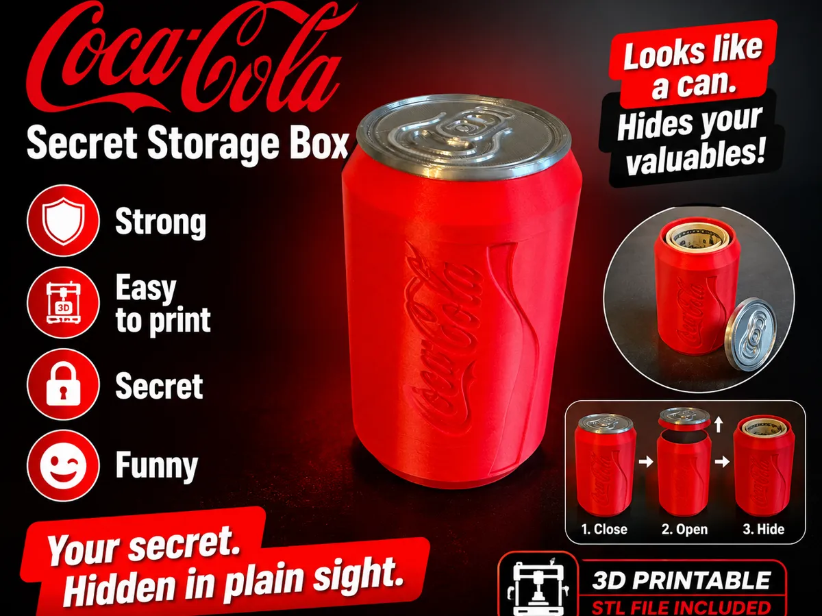 Coca Cola Container Secret Storage Box Jar Cap - Free 3D Print Model ...