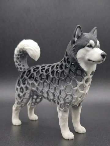 Figura decorativa: Stylized Voronoi Dog Alaskan Malamute Sculpture — vista de referencia 2