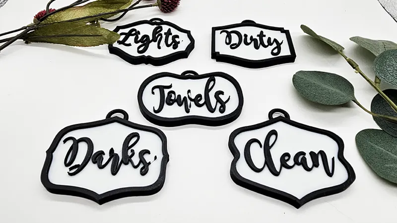 Laundry Basket Signs Clean, Dirty, Darks, Whites, Towels