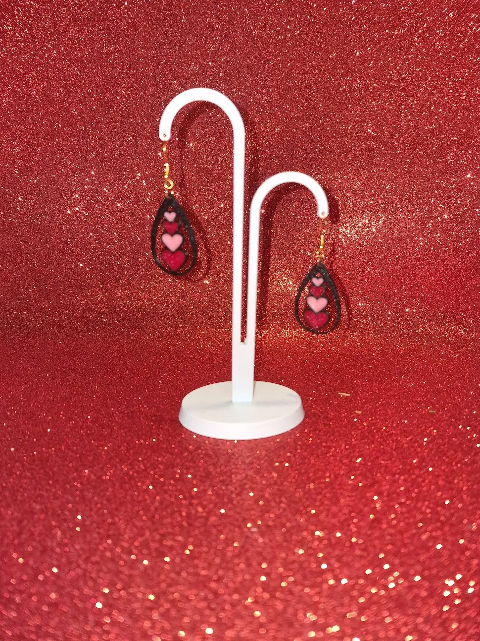 Hearts in a drop earrings view 3