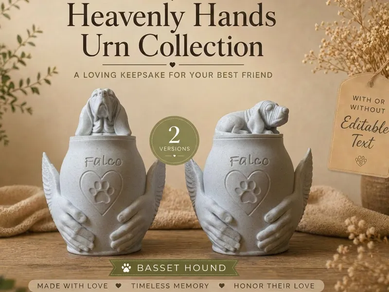 Basset Hound Heavenly Hands Urn Collection