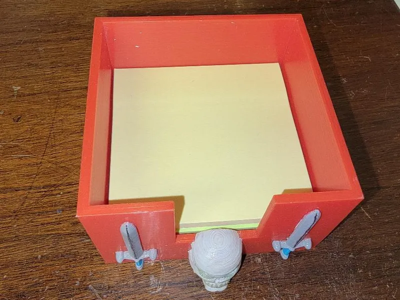 post it note holder with skull and swords 