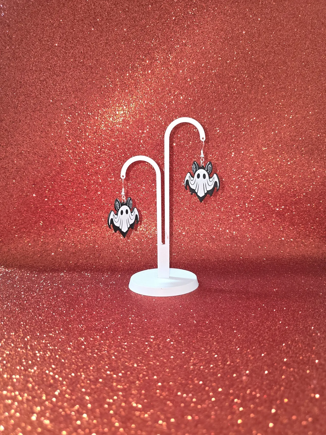 Bat ghost earrings view 3