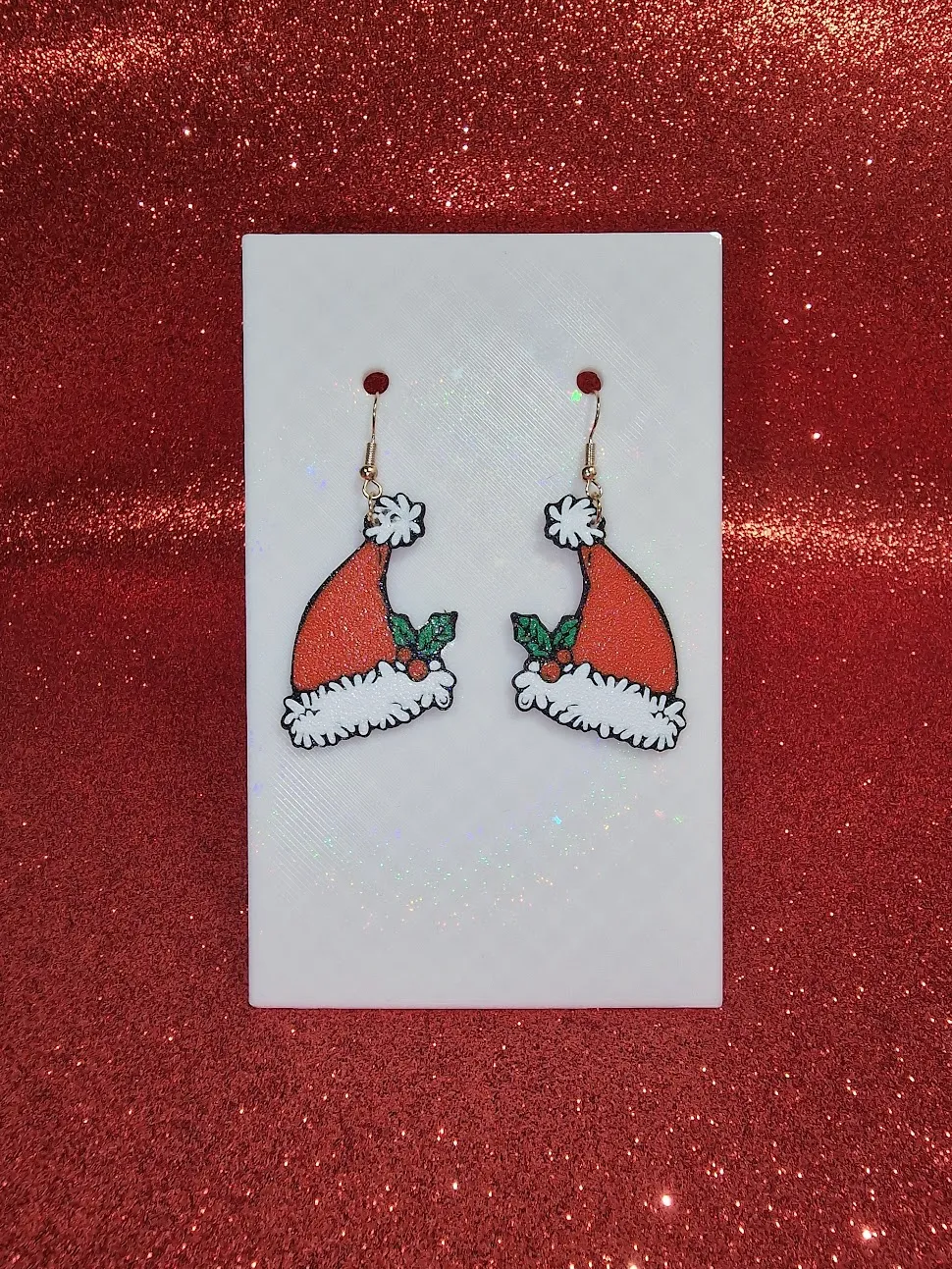 Santa hat earrings view 2