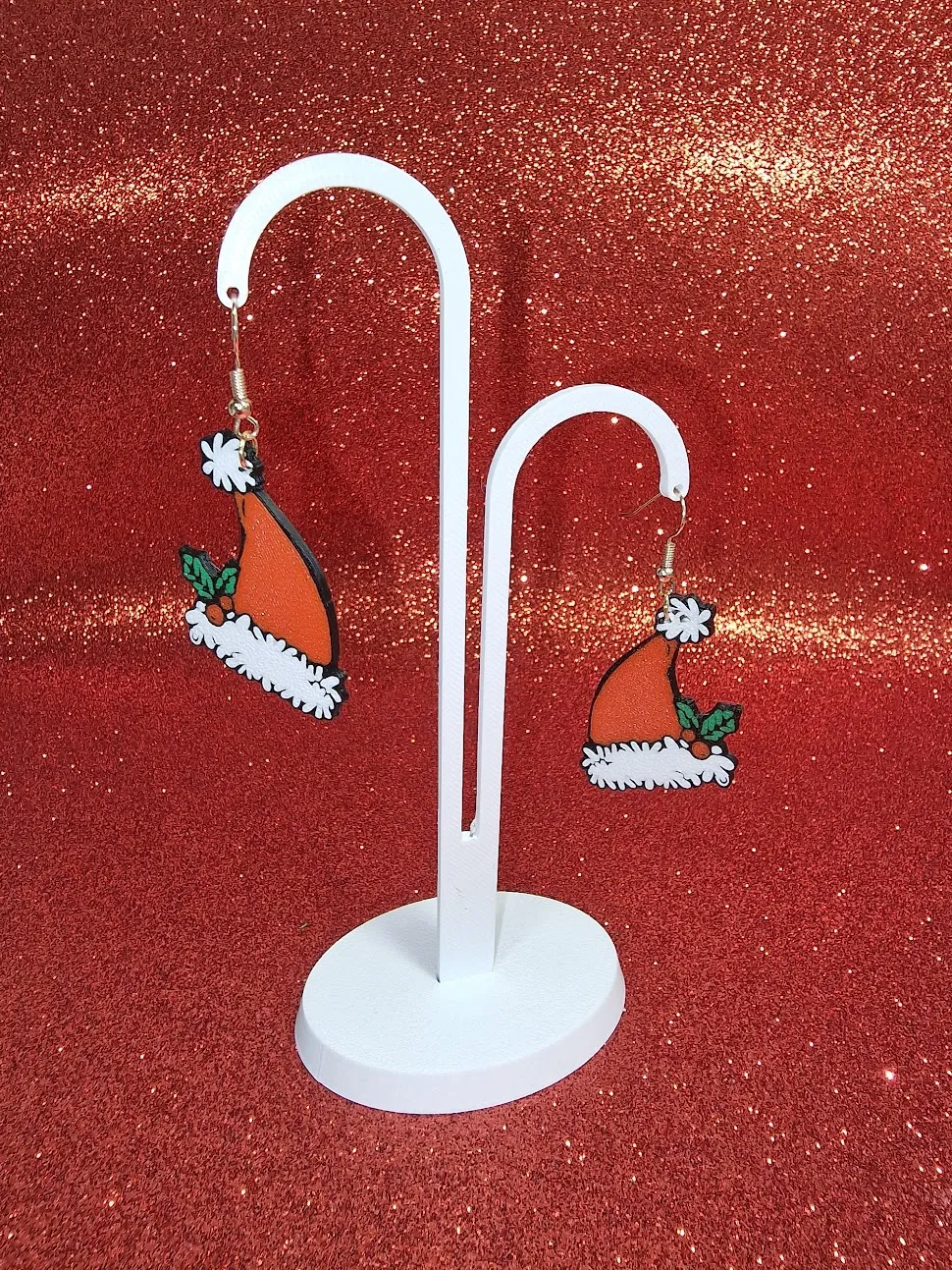 Santa hat earrings view 3