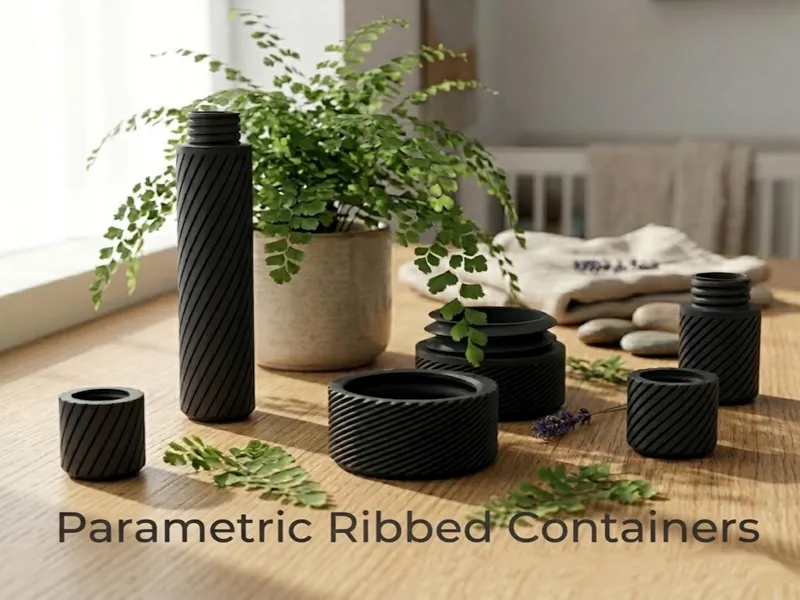 Parametric Travel Container /w Screw Cap (Ribbed)