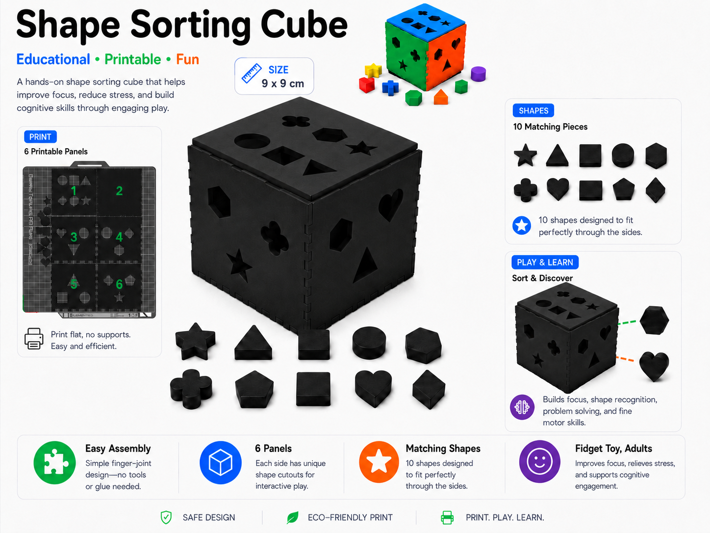 Mini Shape Sorting Cube Fidget Learning Toy Fun