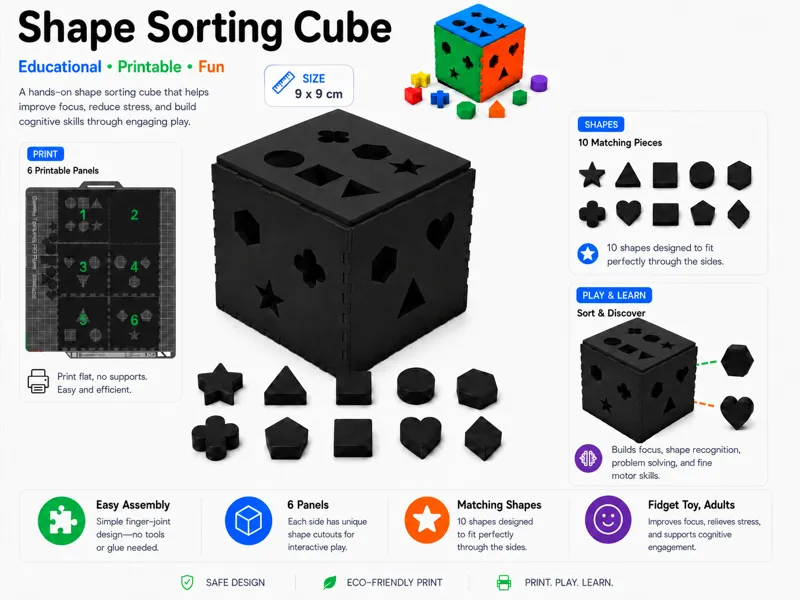 Mini Shape Sorting Cube Fidget Learning Toy Fun