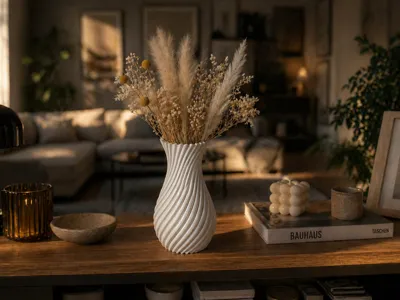 Beautiful vase with spiral pattern, spiral vase