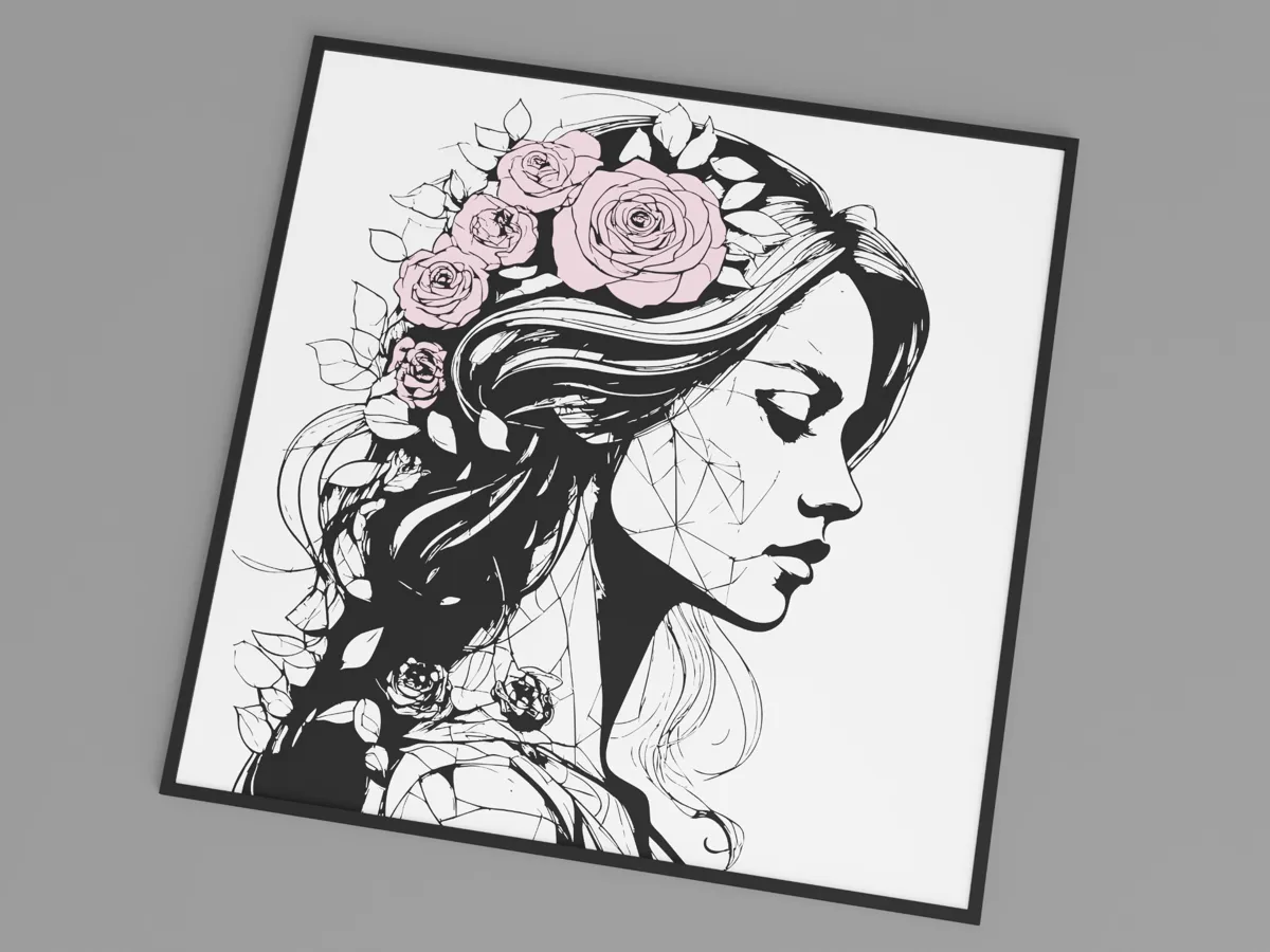 Silhouette de femme aux roses
