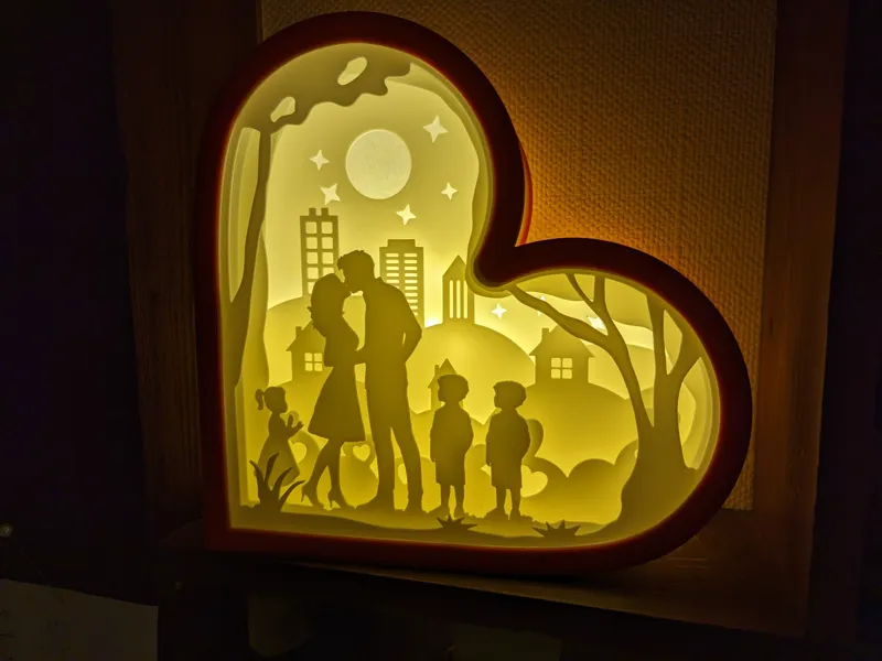 Familiy of 5 - Lovers Valentine Day Shadowbox