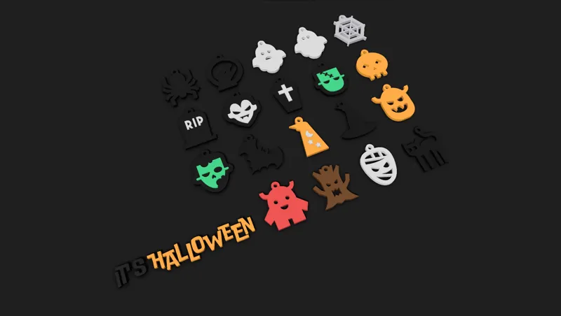 IT'S HALLOWEEN.. FREE KEYCHAINS. SET OF 19