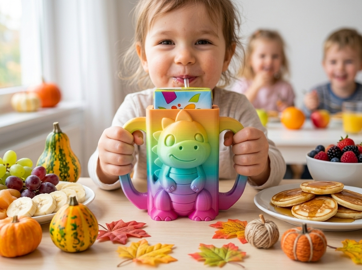 Cute Dino Juice Box Holder with Handles for Kids - 1
