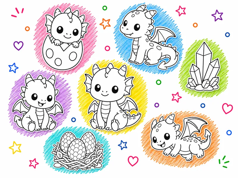 Colorea a estos simpáticos Dragoncitos!!