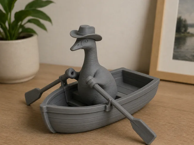 Cowboy Duck In A Boat