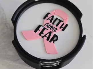 Faith over fear coaster and holder breast cancer