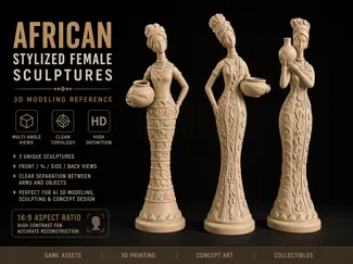African Stylized Female Sculptures