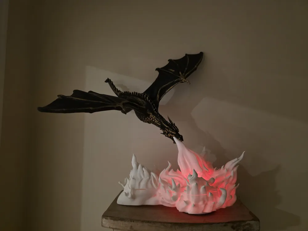Dragon Breathing Fire Lamp - Free 3D Print Model - MakerWorld