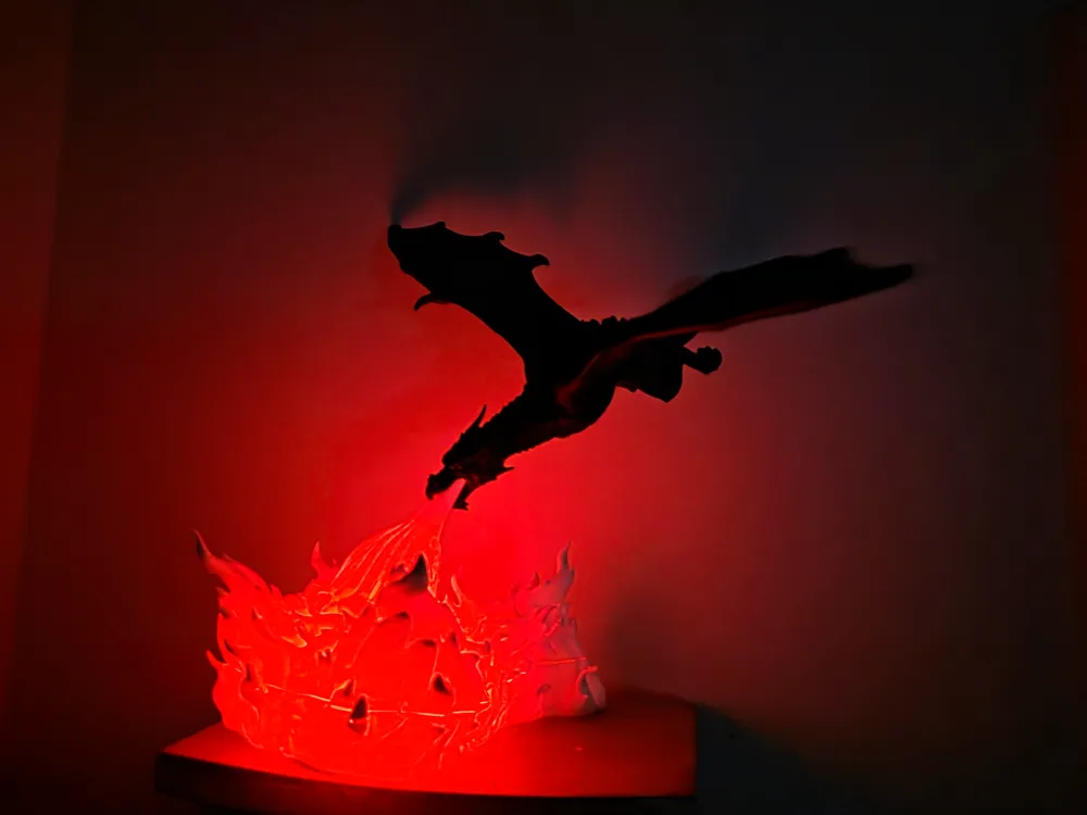 Dragon Breathing Fire Lamp - Free 3D Print Model - MakerWorld