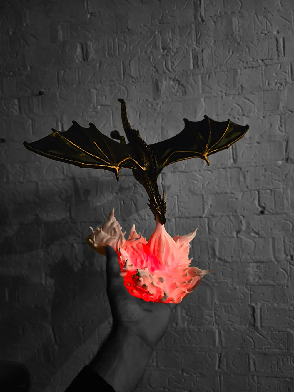 Dragon Breathing Fire Lamp - Free 3D Print Model - MakerWorld