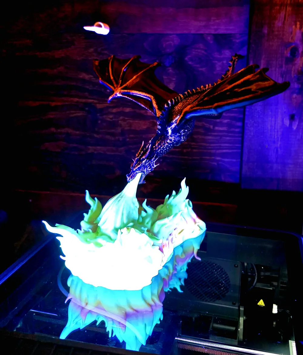 Dragon Breathing Fire Lamp - Free 3D Print Model - MakerWorld