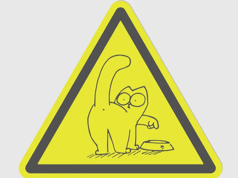 Simon's Cat inspired hungry Cat Caution Sign