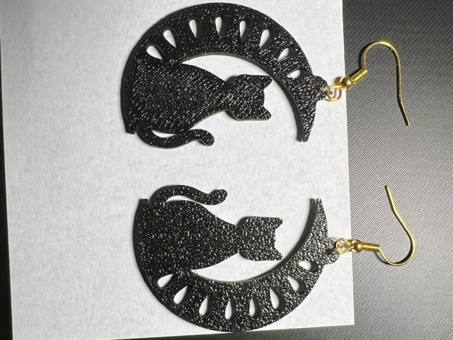 Moon Cat Halloween Earrings