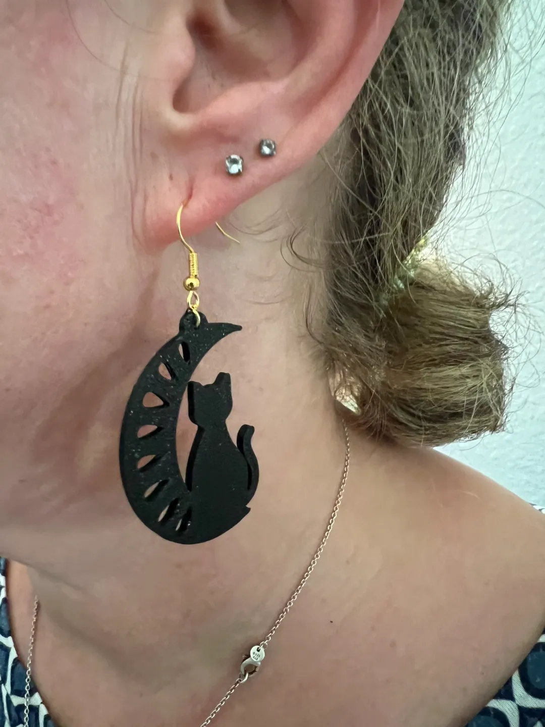 Moon Cat Halloween Earrings view 2