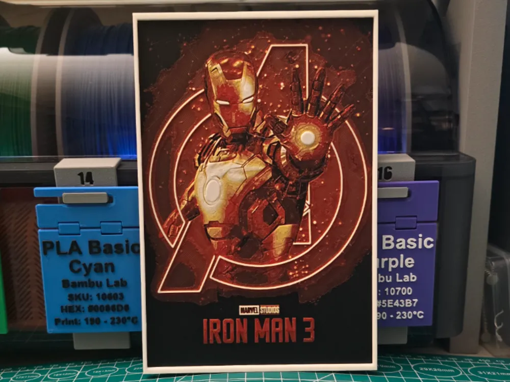 Iron Man 3 Movie Poster - Hueforge Art - Free 3D Print Model - MakerWorld