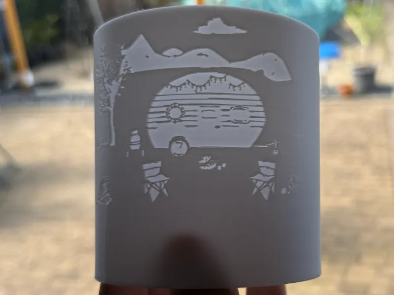 Windlicht mit Campermotiv