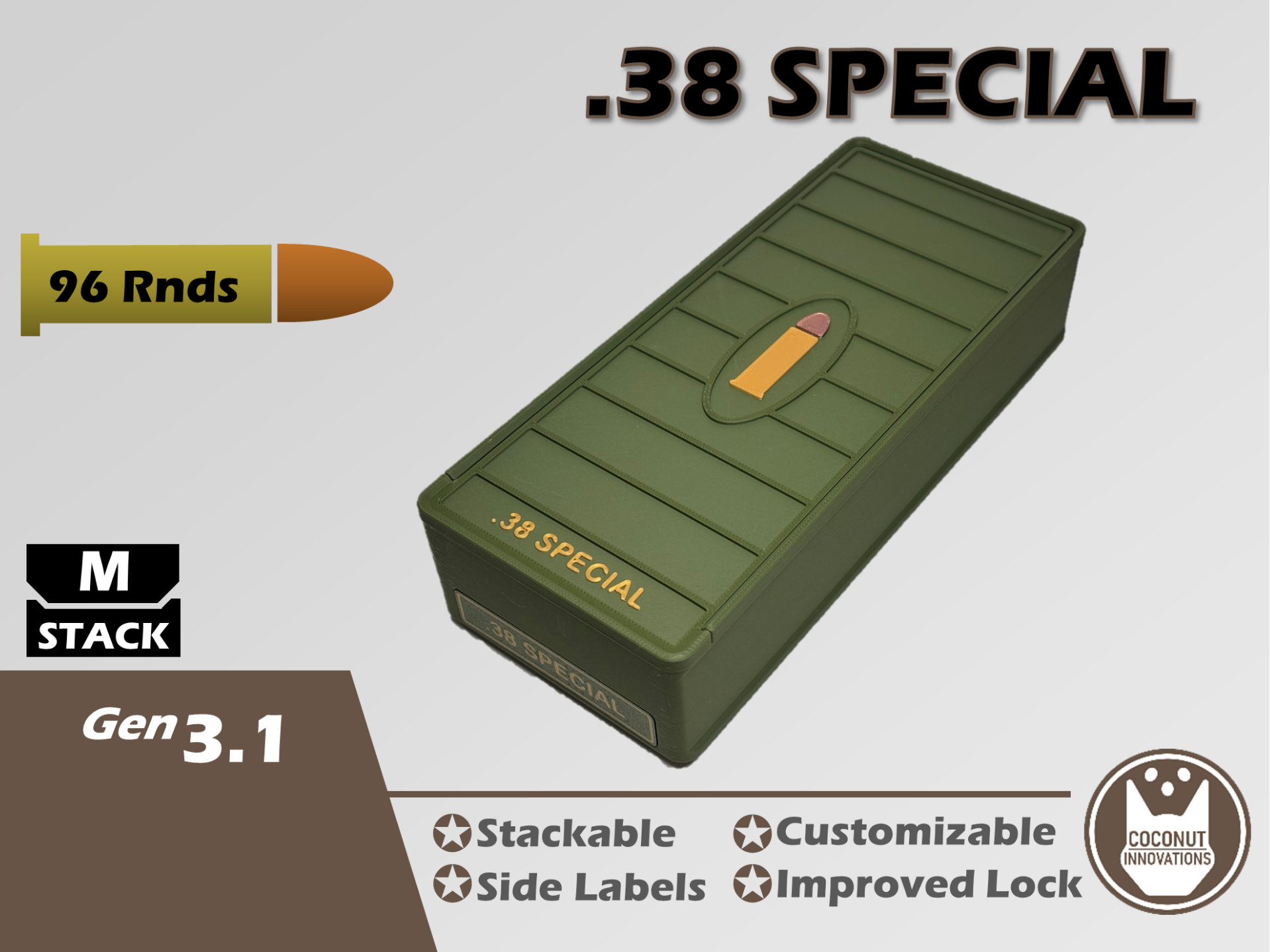 Ammo Storage Box - .38 Special - 96 Rounds