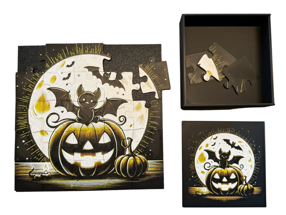 Kids Puzzle - Halloween Pumpkin & Bat