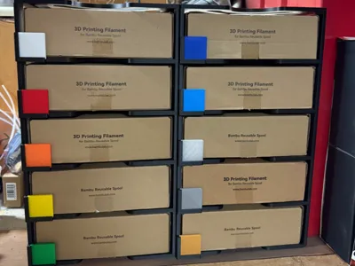 Filament Spool Storage with Filament Swatches