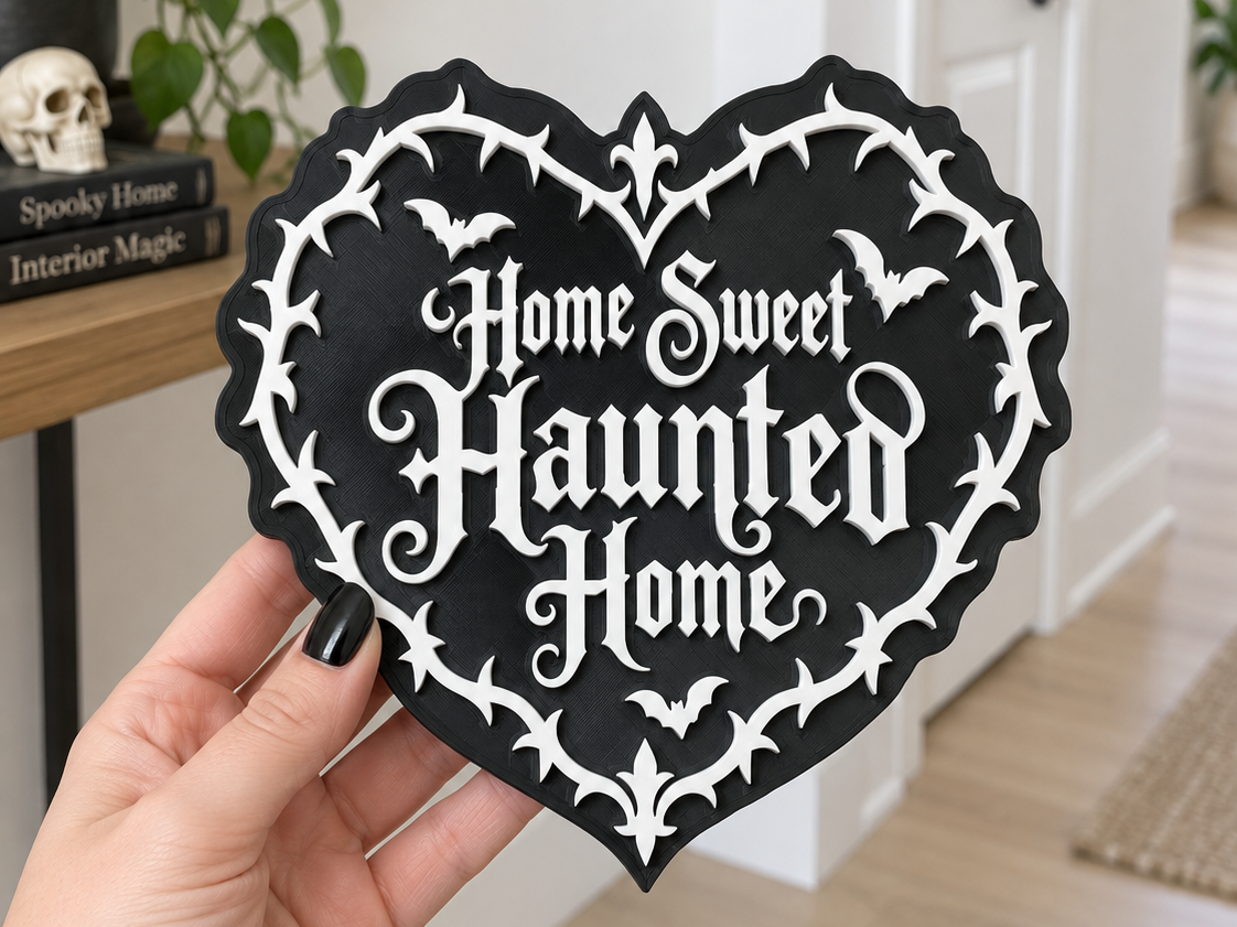 Home Sweet Haunted Home – Gothic Heart Plaque - 1