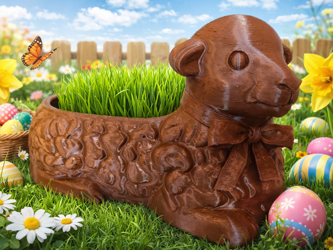 Easter lamb - flower pot/pens holder