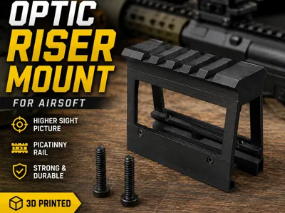 Airsoft Riser Mount Easy Clip and Screw on