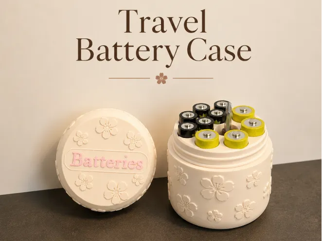 Travel Battery Case With Flowers - Optional Label