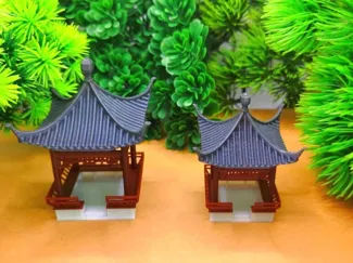 江南园林徽派四角亭古建筑摆件