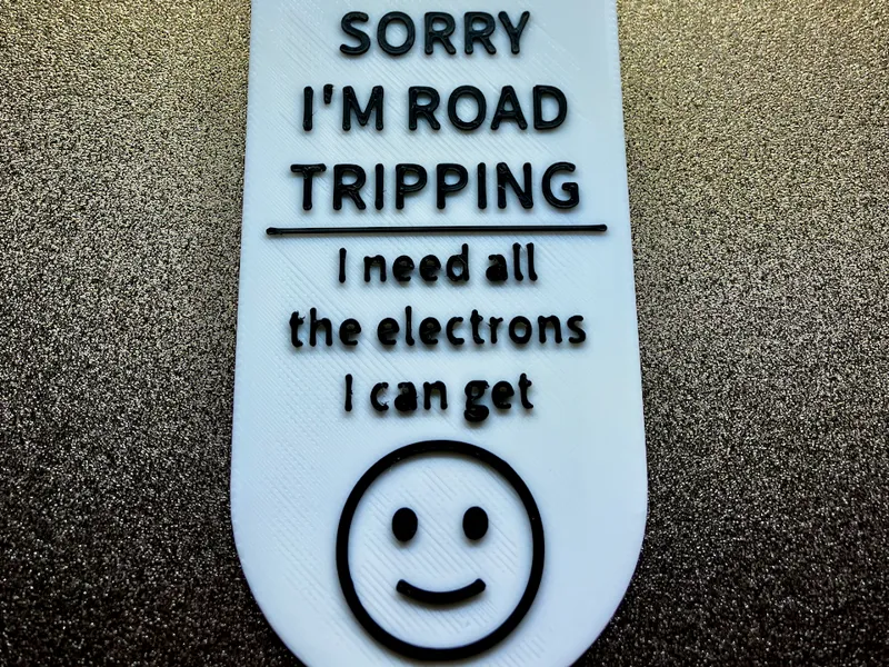 Electric Vehicle road trip hang tag - English