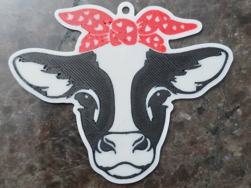Cow With Bow Keychain