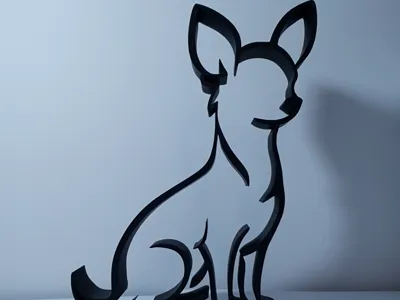 Modern Minimal Chihuahua Silhouette Desk Decor