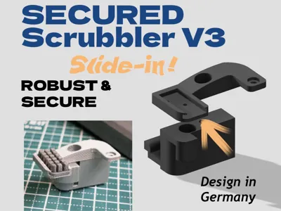 SECURE Scrubbler V3 Nozzle Wiper P1 (Parametric!)