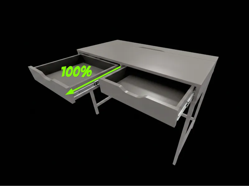 Ikea Alex desk 132 x 58 full extension mod