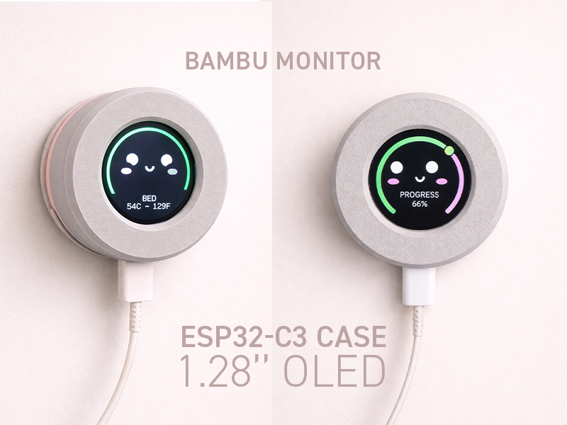 Bambu Monitor – ESP32-C3 + LCD 1.28" Case