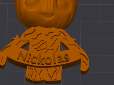 Baby Groot Keychain customizable name tag.